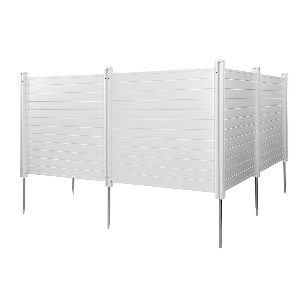 4-Panel Vinyl Privacy Screen 50x50in, Galvanized Stakes