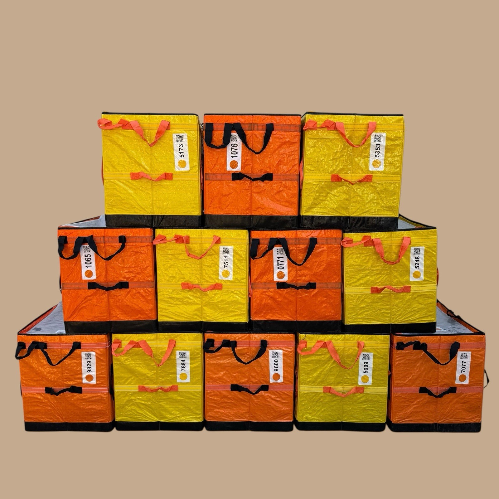 (12) AMAZON COURIER HEAVY DUTY DELIVERY STORAGE BAGS 28x24x20 LOT OF 12 TOTES