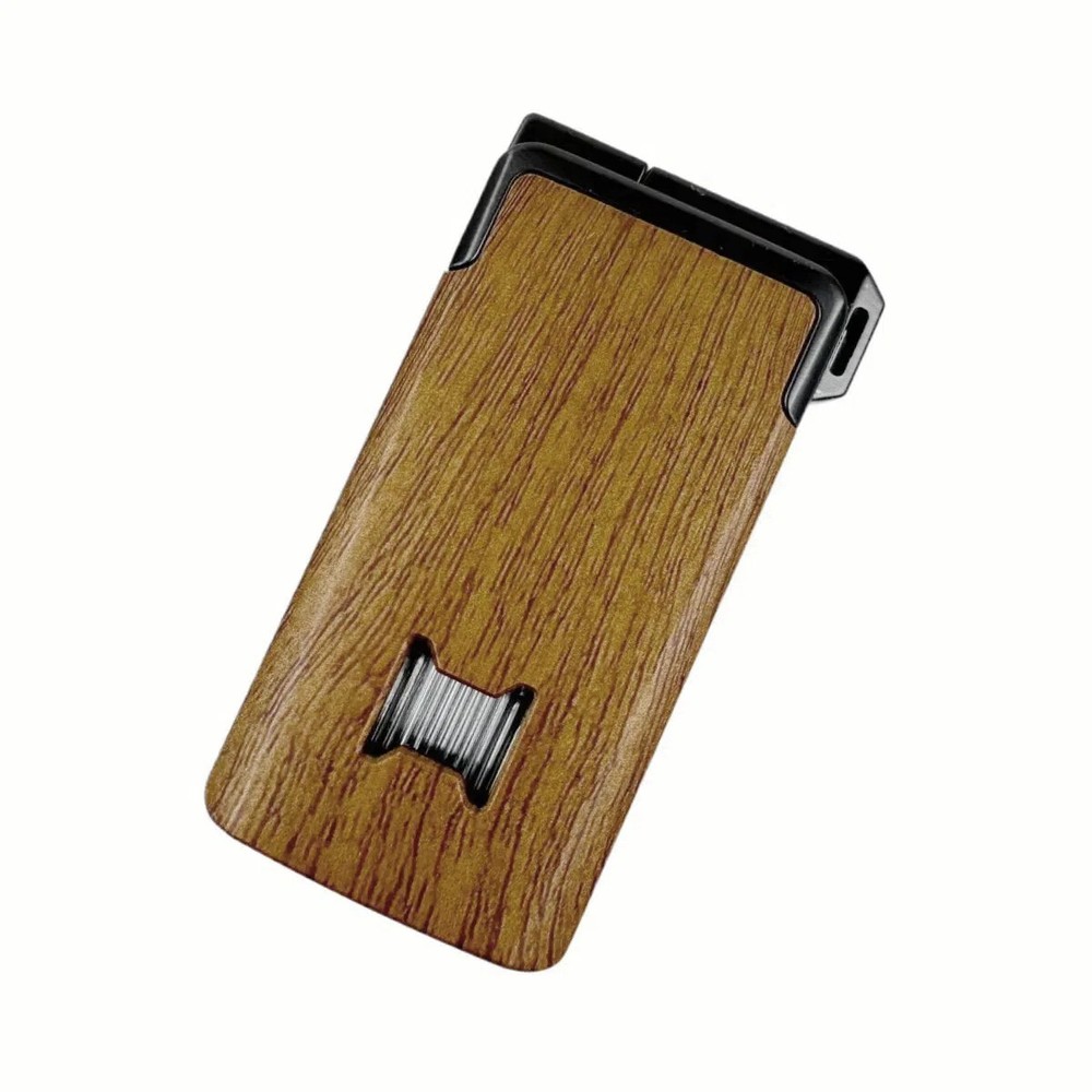 Windproof Dual-Flame Refillable Butane Torch Lighter with Adjustable Jet Wood