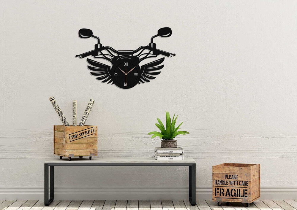 DECORATIVE, OPENWORK CLOCK, MOTORCYCLE, GIFT FOR MOTORCYCLE