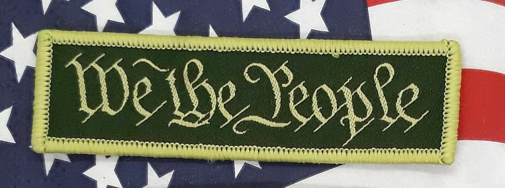 We The  People - Morale Patch Subdued Green Hook & Loop Application 3"x 1"