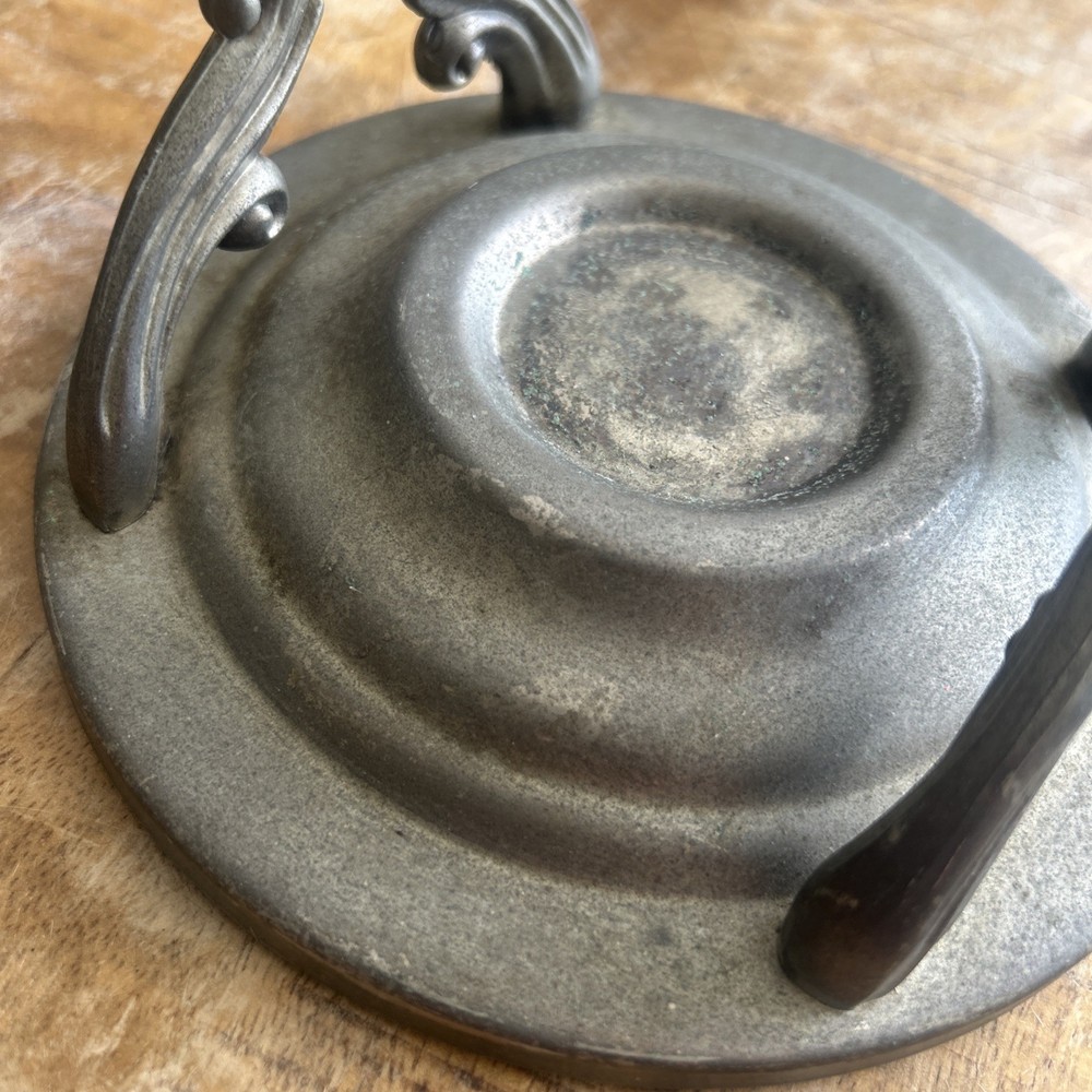 Two Handle Silver Plate Base 5.5"D 6.25"H Vintage