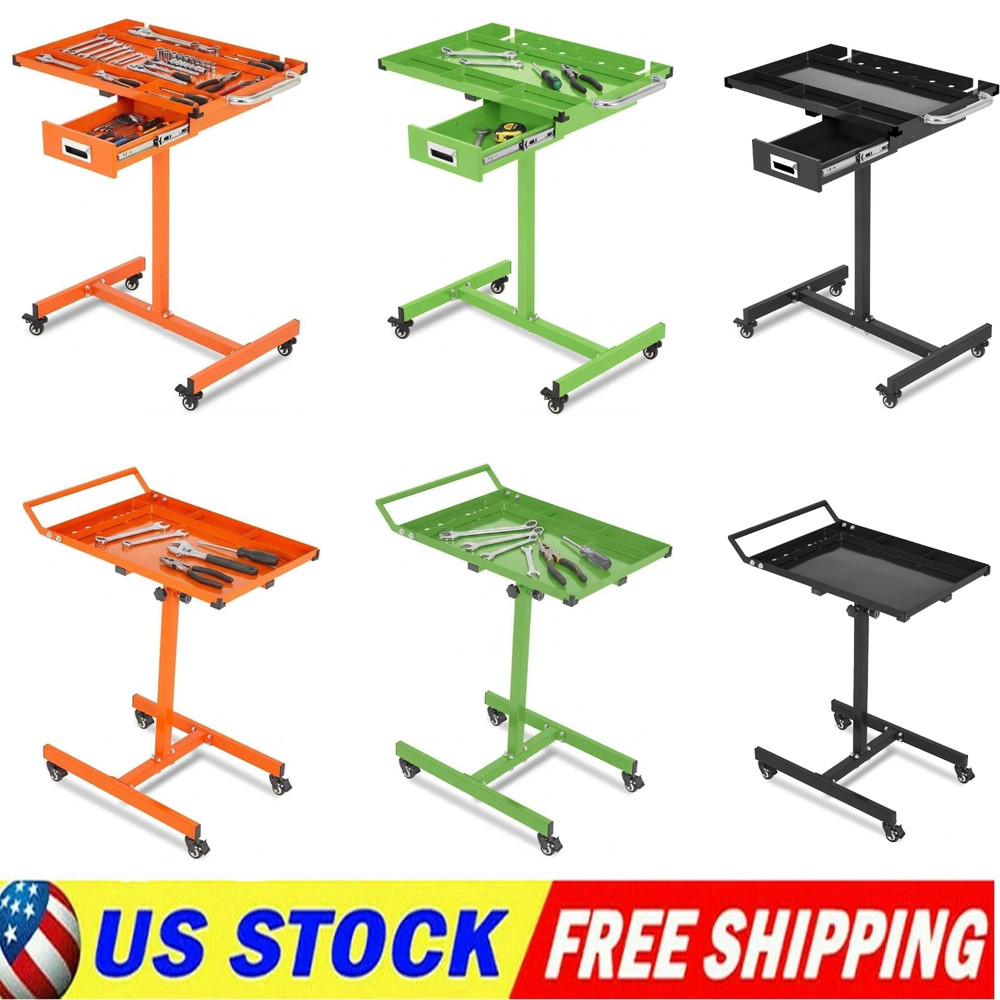 Heavy-Duty Rolling Tool Cart Garage Mobile Adjustable Workbench 330lb Work Table
