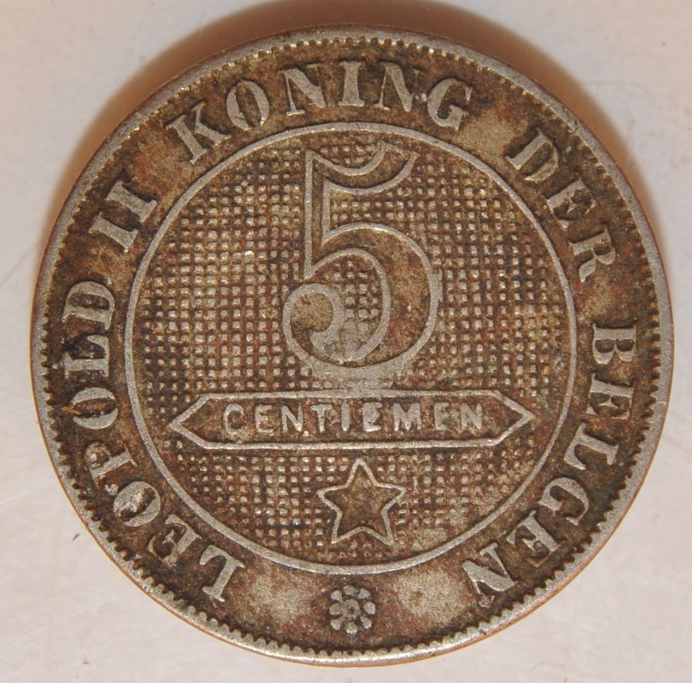 1901 five cents Belgium coin