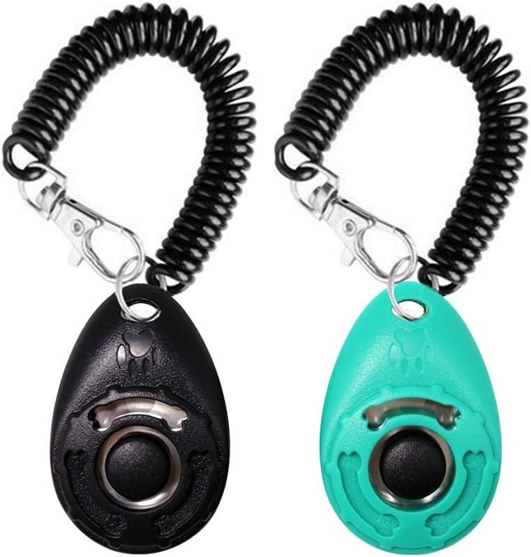 Easy-to-Use 2-Pack Pet Training Clickers for Behavioral Training - Black & Blue