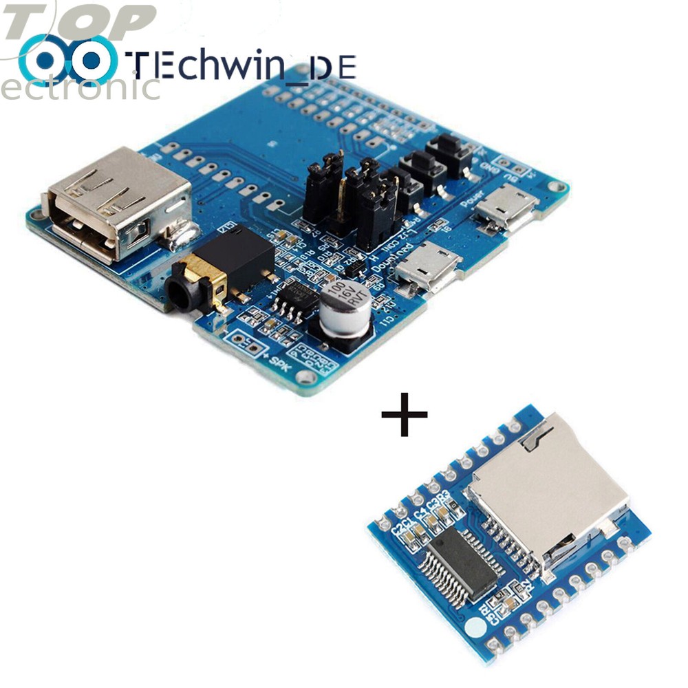 Mini MP3 Serial Voice Control Module MCU IO Control SD/TF Card Sound Module