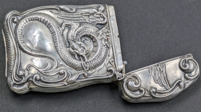 Antique Vintage Sterling Winged Cockatrice Dragon Vesta Match Safe WB3-Vesta-1