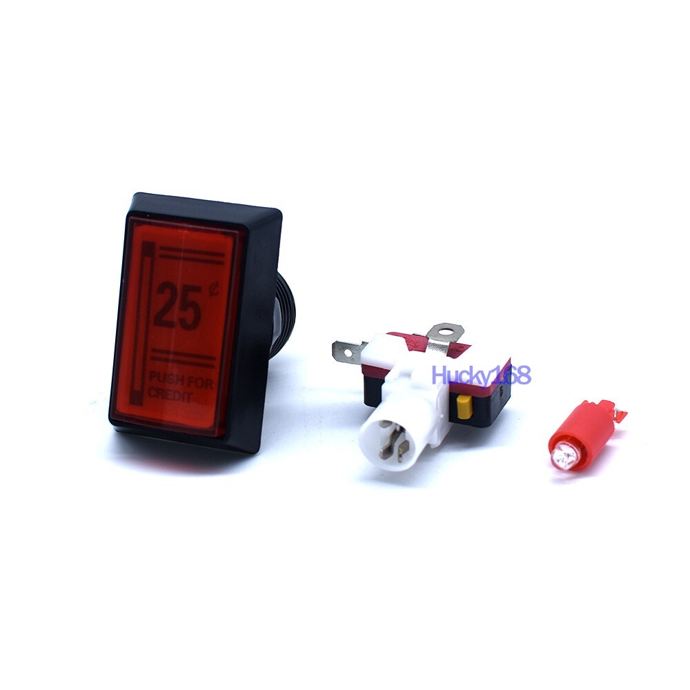25 Cent Push for Credit Arcade LED Button Push Red Rectangle DIY Machine 12V New