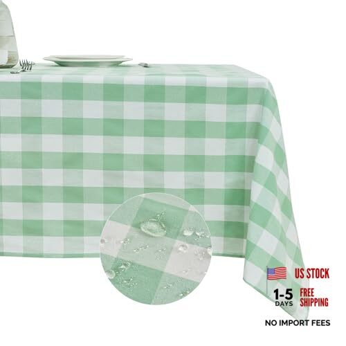Rectangle 118" x 57" (Rectangular) Gingham Cotton - Square Corners - Green