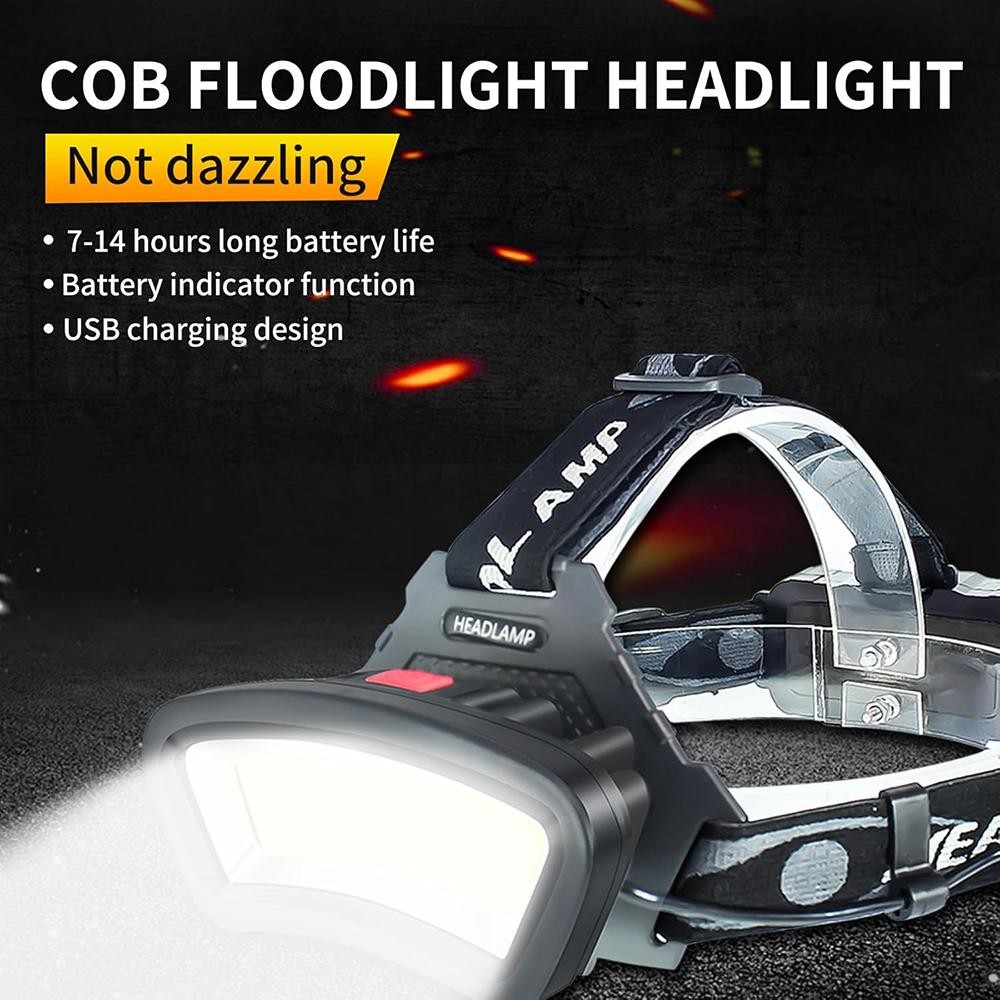 2 Pack LED Headlamp Headlight USB Rechargeable Waterproof Head Light Flashlight