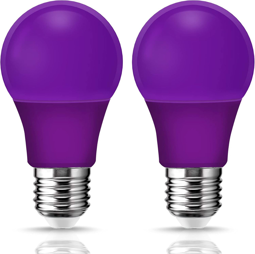 2Pack A19 LED Black Light Bulb 9W 60W Equivalent E26 Base Colored Black Lights