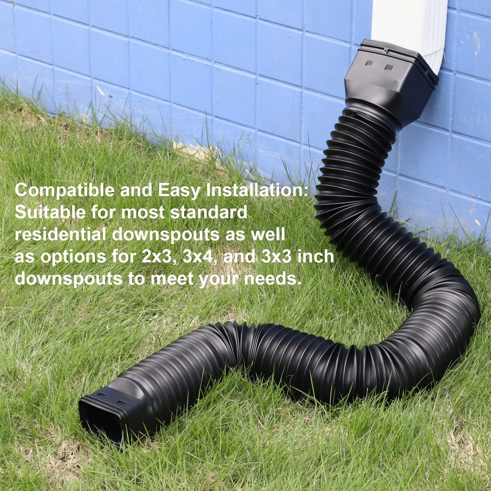 Black 1-Pack Rain Gutter Downspout Extensions Flexible, Drain Downspout Extender