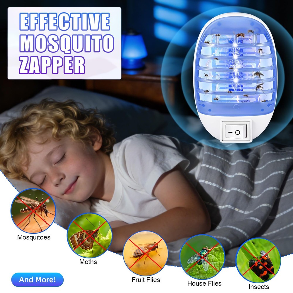 Bug Zapper Indoor, 4 Pack Electronic Fly Trap Insect Killer, Fly Trap for Ind...