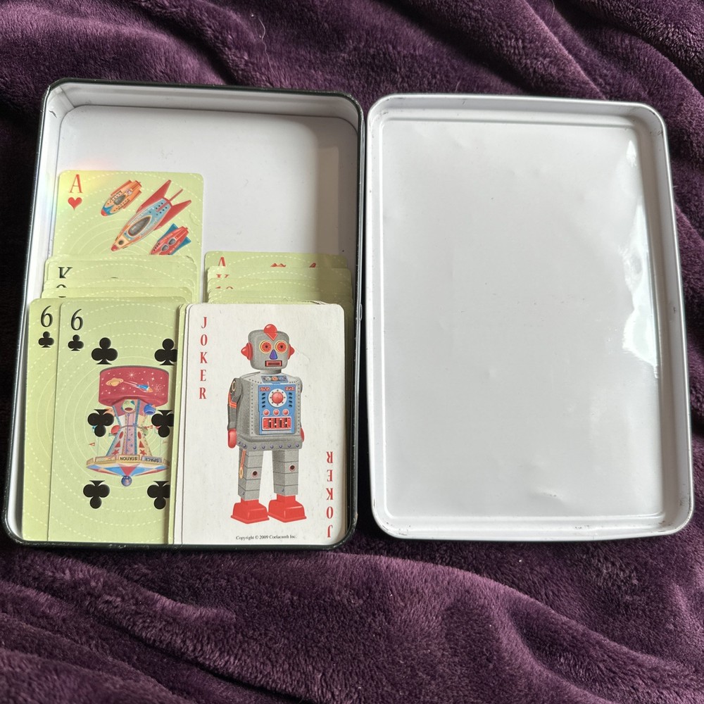 Robot Comic Tin Amd Playing Cards Coelacanth Missing Cards