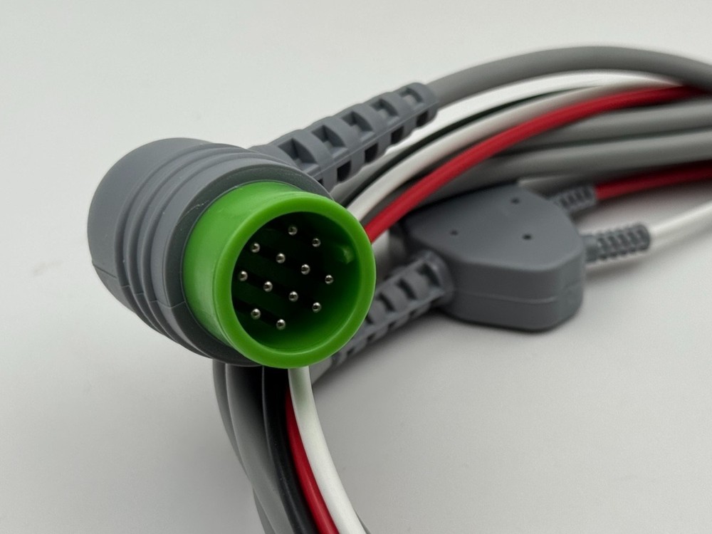 Compatible 3-lead One-Piece ECG Cable with Snap end AHA