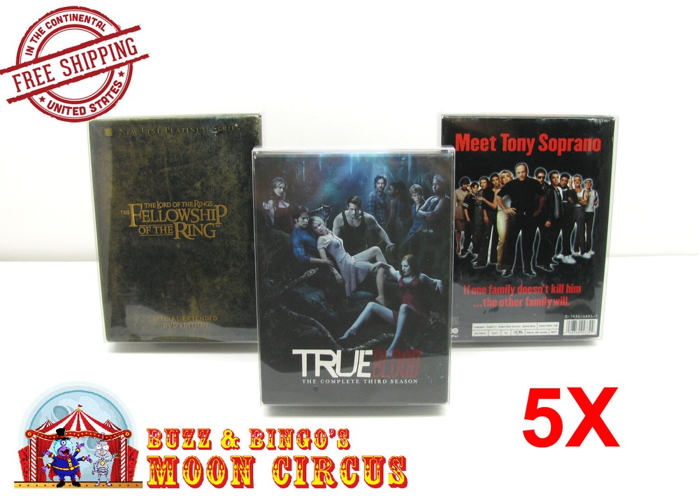 5x DVD OVERSIZED BOX SET (SIZE DVO D) - CLEAR PLASTIC PROTECTIVE BOX PROTECTOR