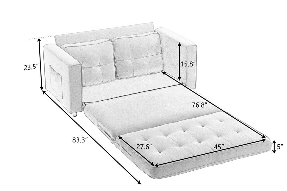 Convertible Sleeper Sofa Bed Velvet Loveseat Sofa Couch Futon Sofa Pull-Out Bed