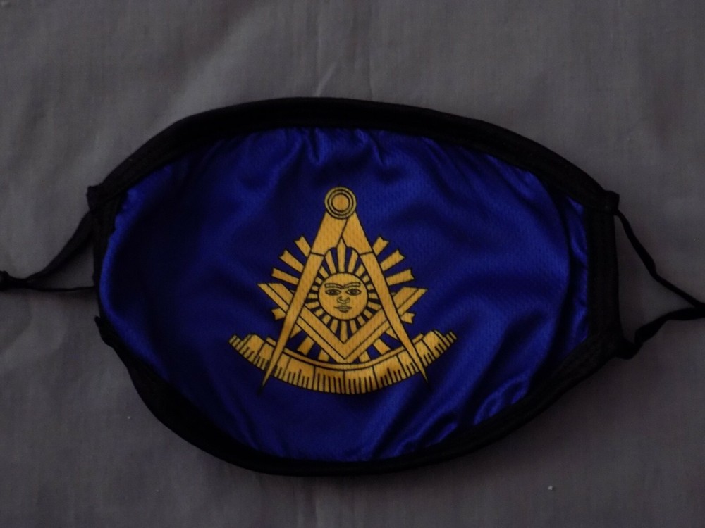 Masonic Blue Face Mask Past Master with Square Freemason  4 Layer NEW