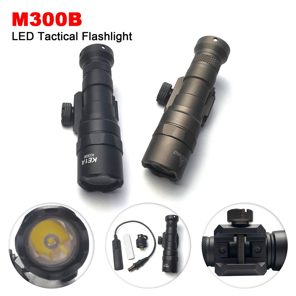 Tactical Flashlight For M300B Weaponlight White LED w/ Control Switch Picatinny