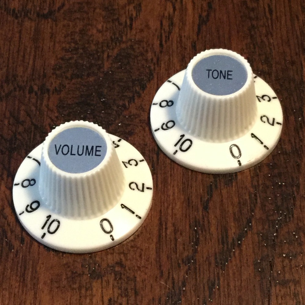 (2) AGED WHITE / US SPEC Witch Hat Guitar Knobs / Press On / Tele Jazzmaster