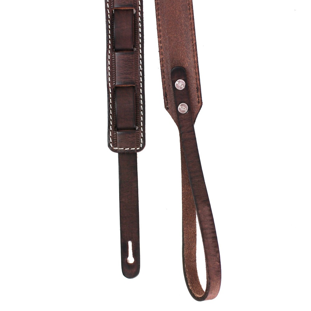 Walker & Williams M-13 Hickory Brown Premium Grain Leather Mandolin Strap