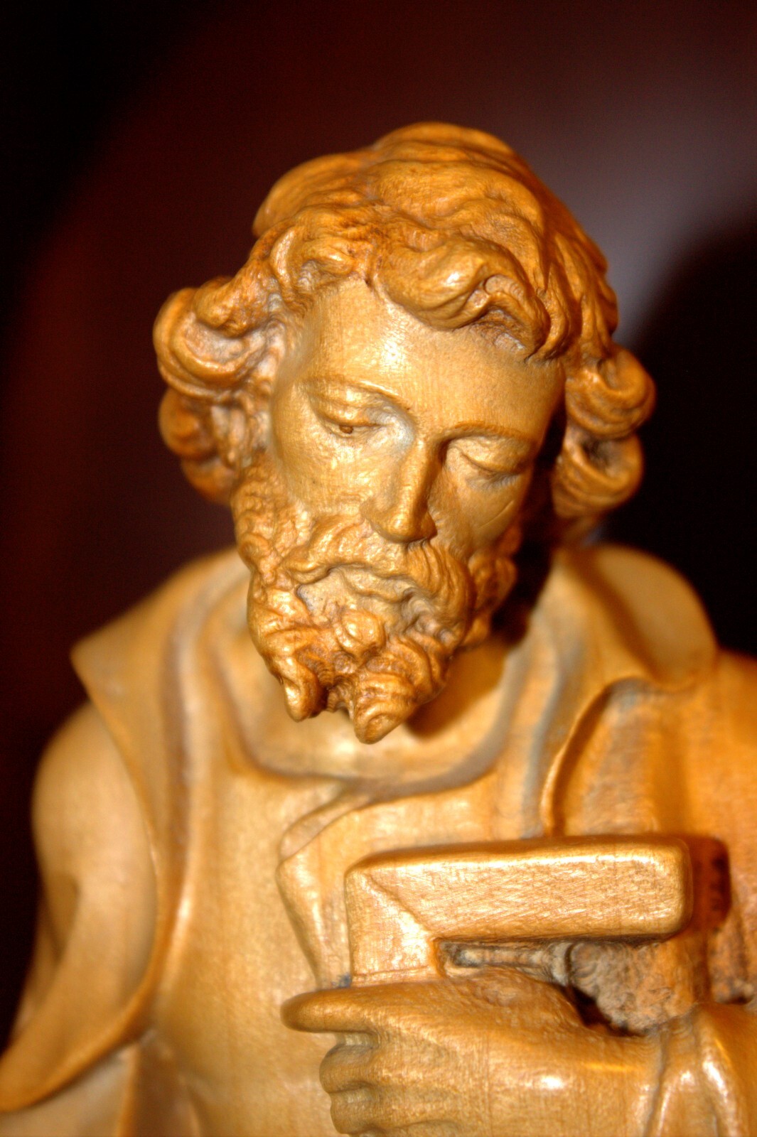 11.6"/16" HAND CARVED WOOD PATRON SAINT JOSEPH CARPENTER FIGURE STATUE SCULPTURE