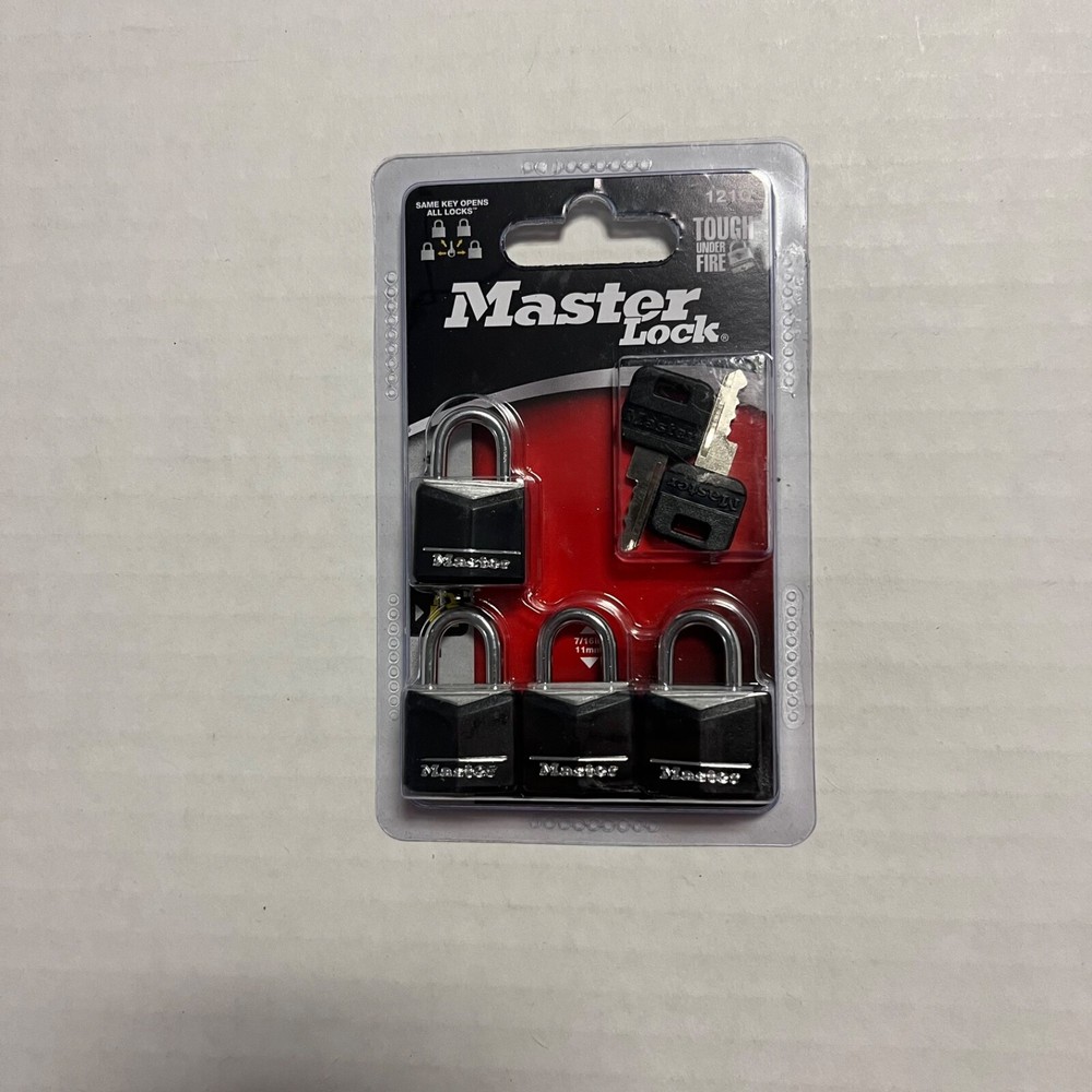 Master Lock 4 Pack Padlock 121Q Covered Solid Body, 3/4in (19mm) Wide W3D NEW