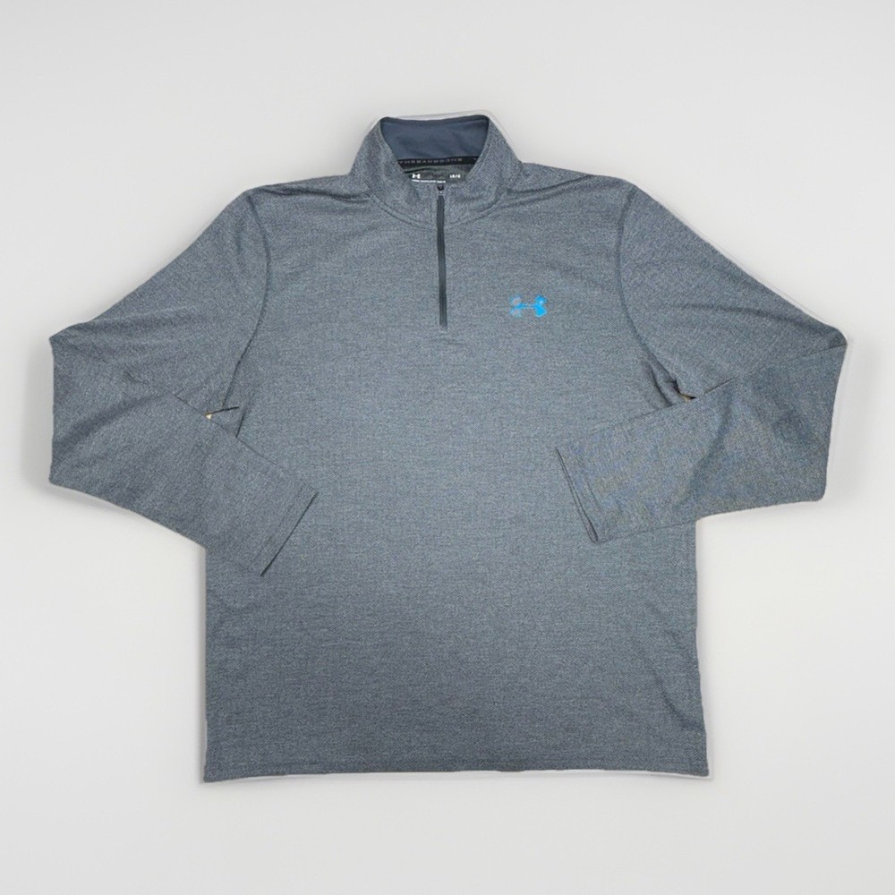 Under Armour 1/4 Zip Pullover Mens Large Gray Threadborne HeatGear Herringbone