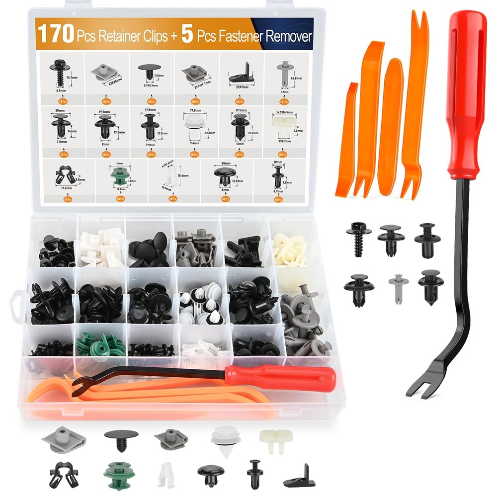175Pcs Push Retainer Kit for Car Plastic Rivets & Fastener Remover