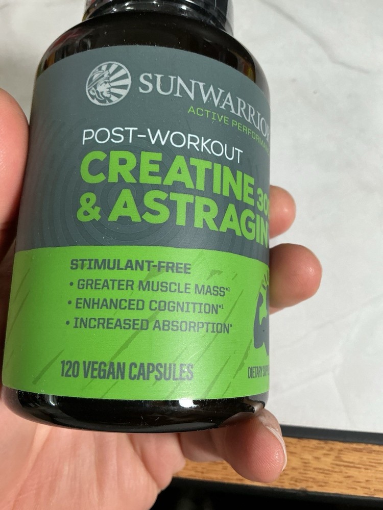 Sunwarrior Creatine Monohydrate Capsule Post Workout, 3,000mg 30 Serv. Ex: 1/27