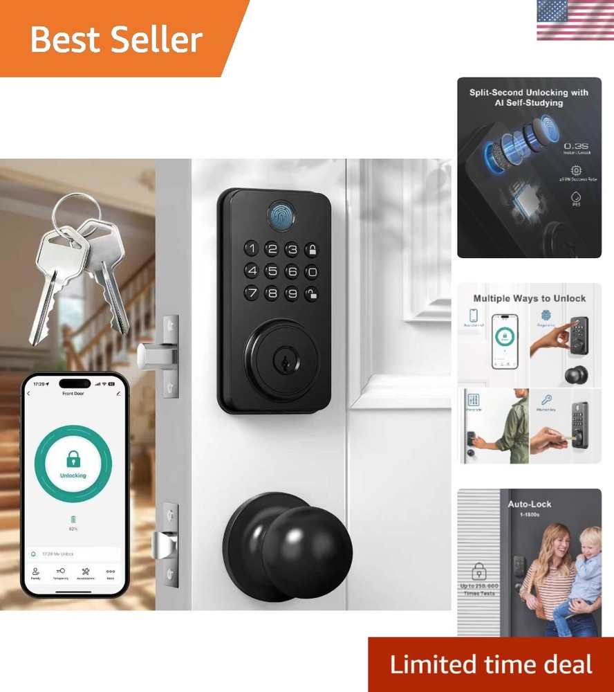 App-Controlled Keyless Entry Lock – Fingerprint Recognition, Backup Key Included