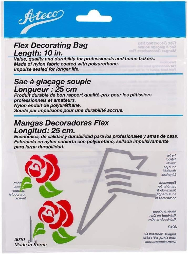 Flex Decorating Bag, Coated Nylon, 10-Inch, Reusable Baking Supply, White