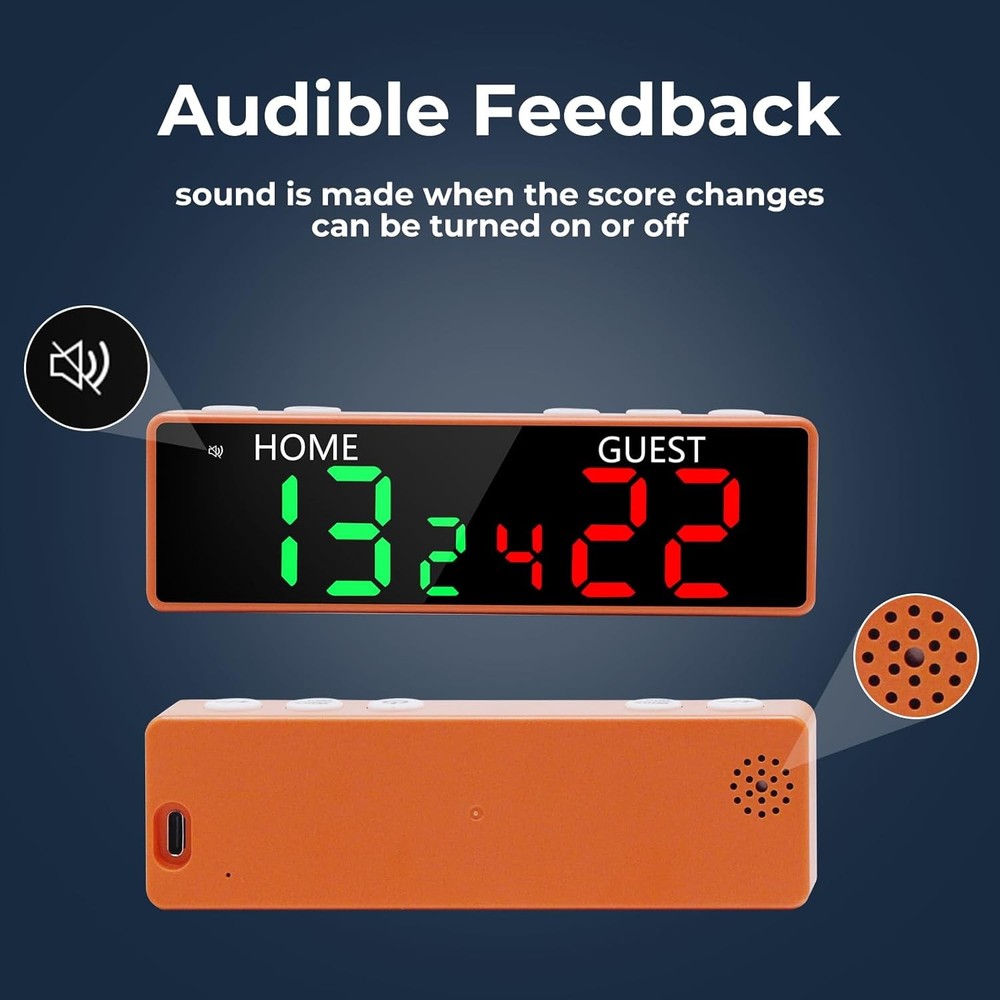 Mini Digital Scoreboard - Portable Tabletop for Games, orange