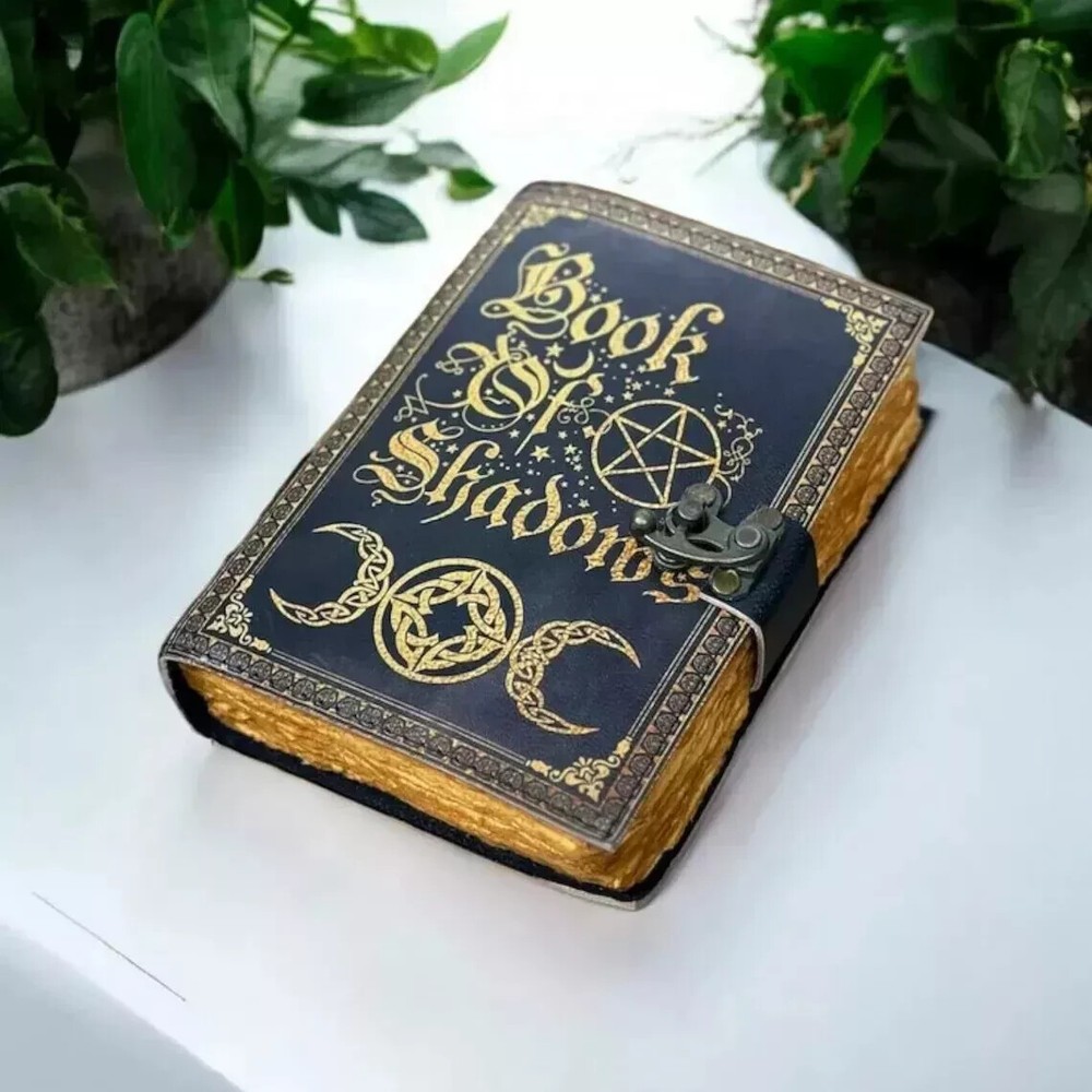 Leather Book of Shadows Grimoire Journal Magical Spell Notebook.