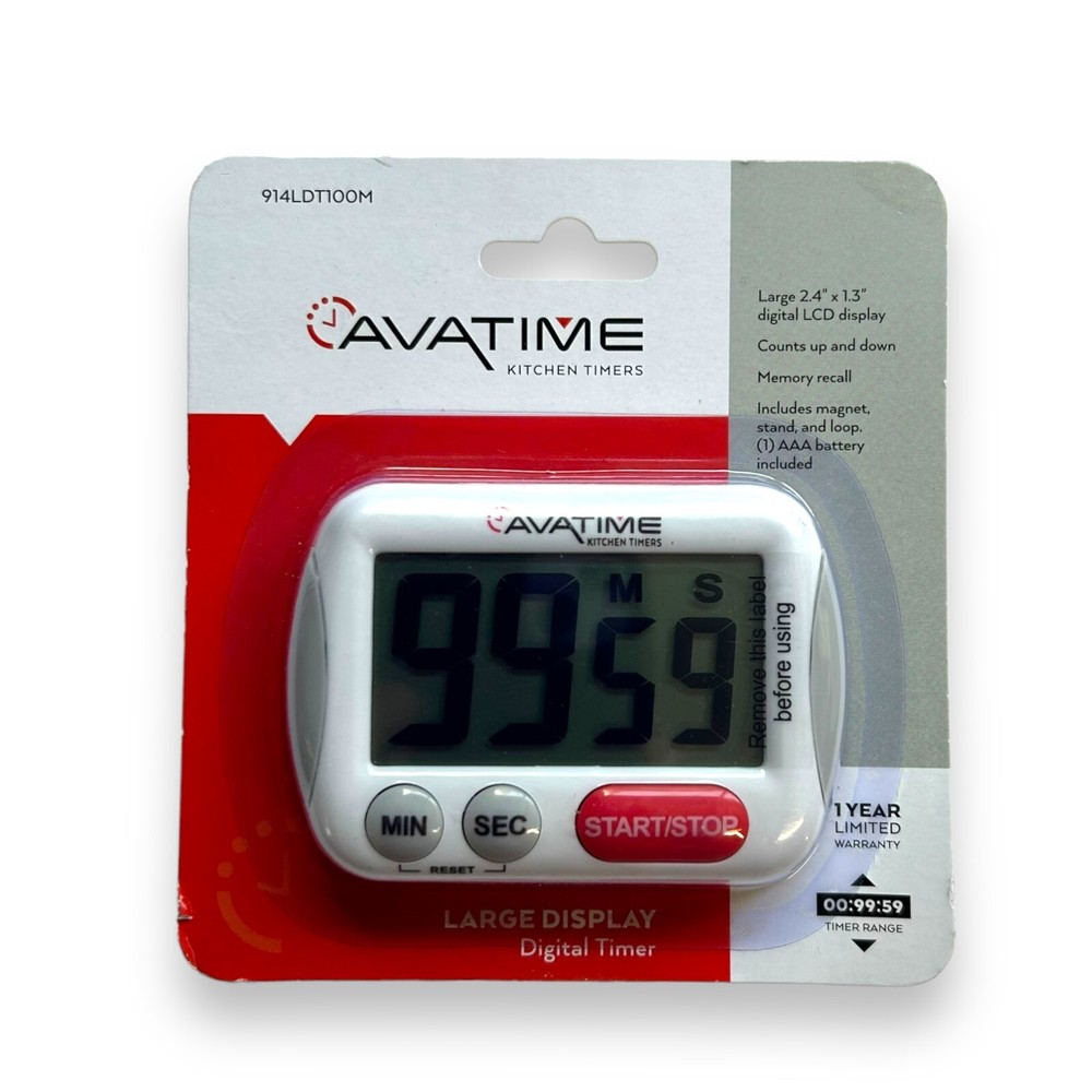 AvaTime Extra Large Display Digital 100 Minute Kitchen Timer