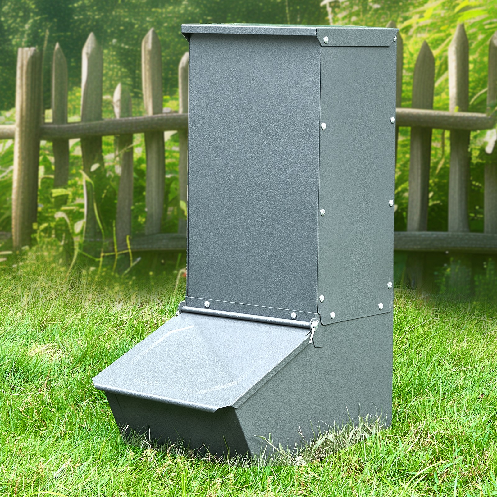 Hog Feeder 2.2 Bushel Metal Double Door Pig Feeder Feeding up to 5 Hogs