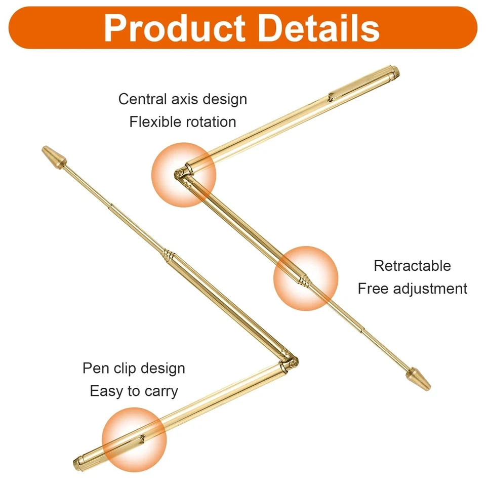 Molain 2Pcs Dowsing Rods, Retractable Divining Rods Portable Pen Brass