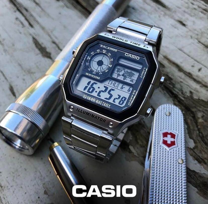 Casio AE1200WHD-1AV, Digital Watch, Chronograph, Alarm, World Time,10 Yr Battery