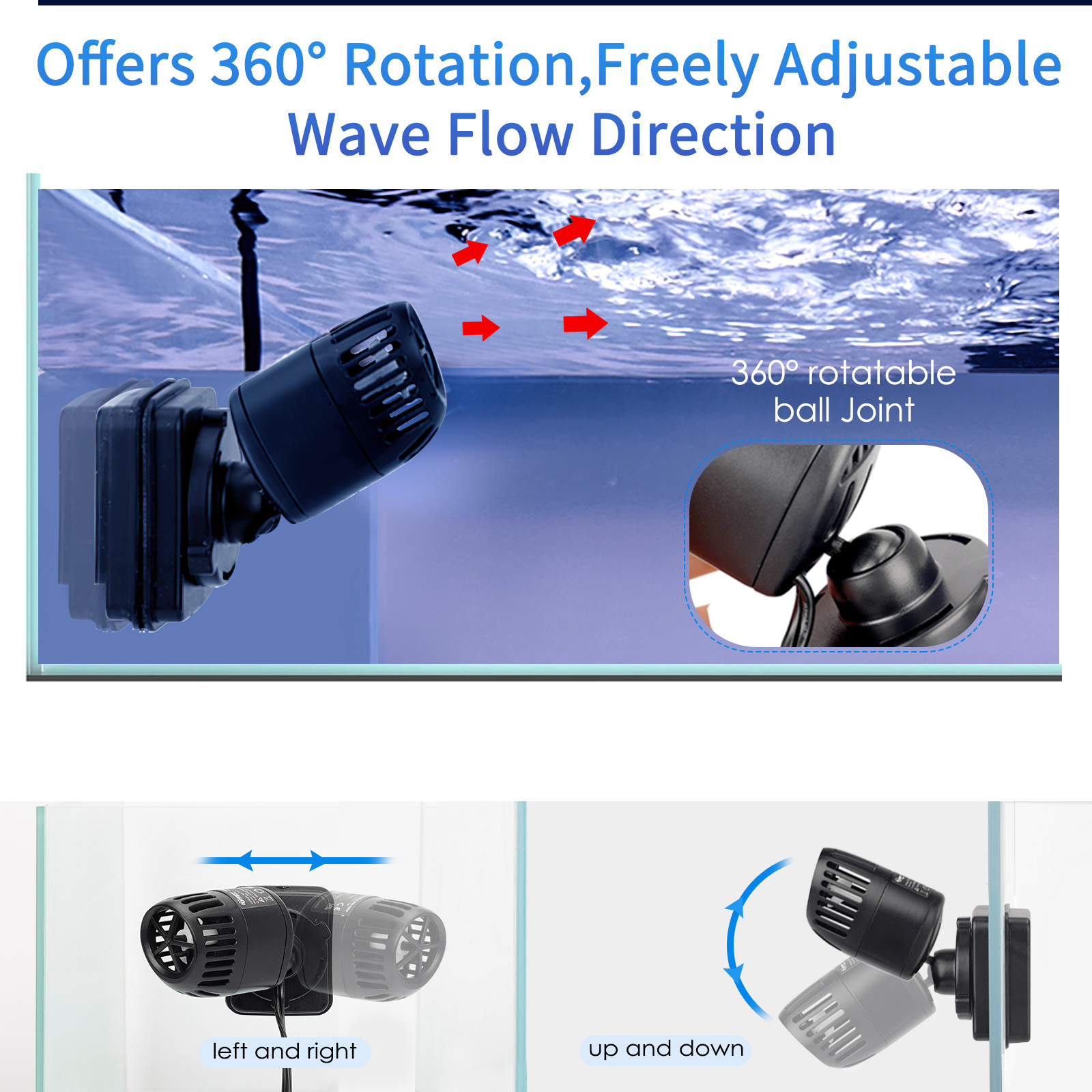 hygger Fish Tank Wave Maker for Aquarium Circulation Submersible 15-100 Gallon