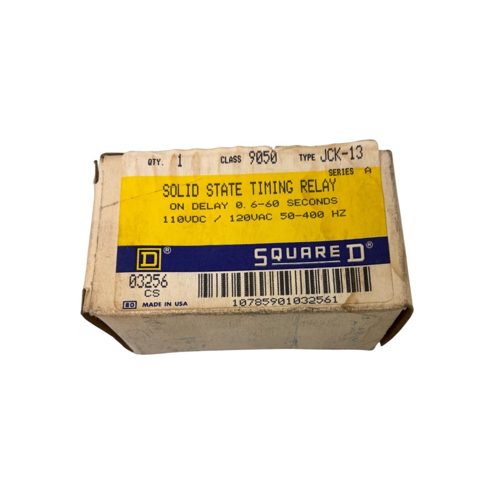 Square D Solid 9050JCK-13 Solid State Timing Relay on Delay, 0.6-60 Sec New