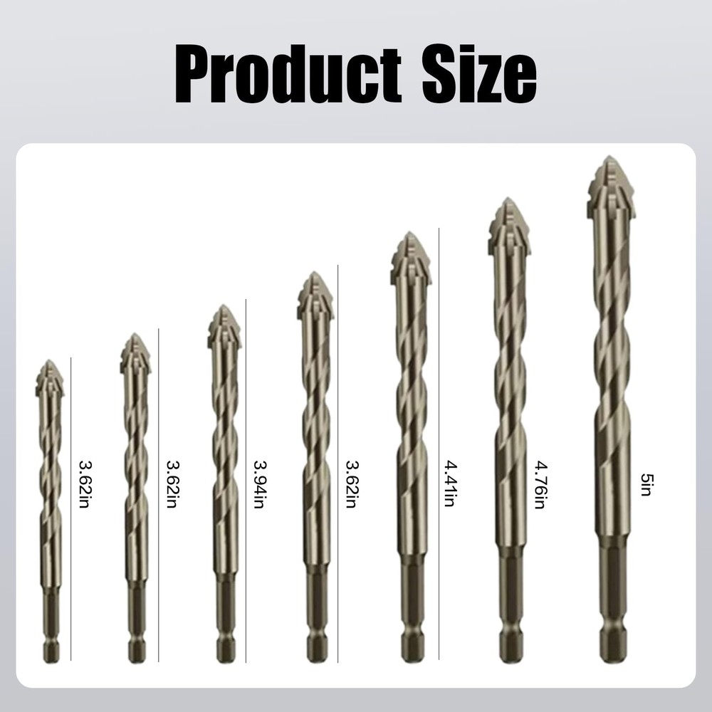 7PCS Four-Flute Sawtooth Eccentric Drill Bit, Multifunction Drill Bit Set 3-12mm