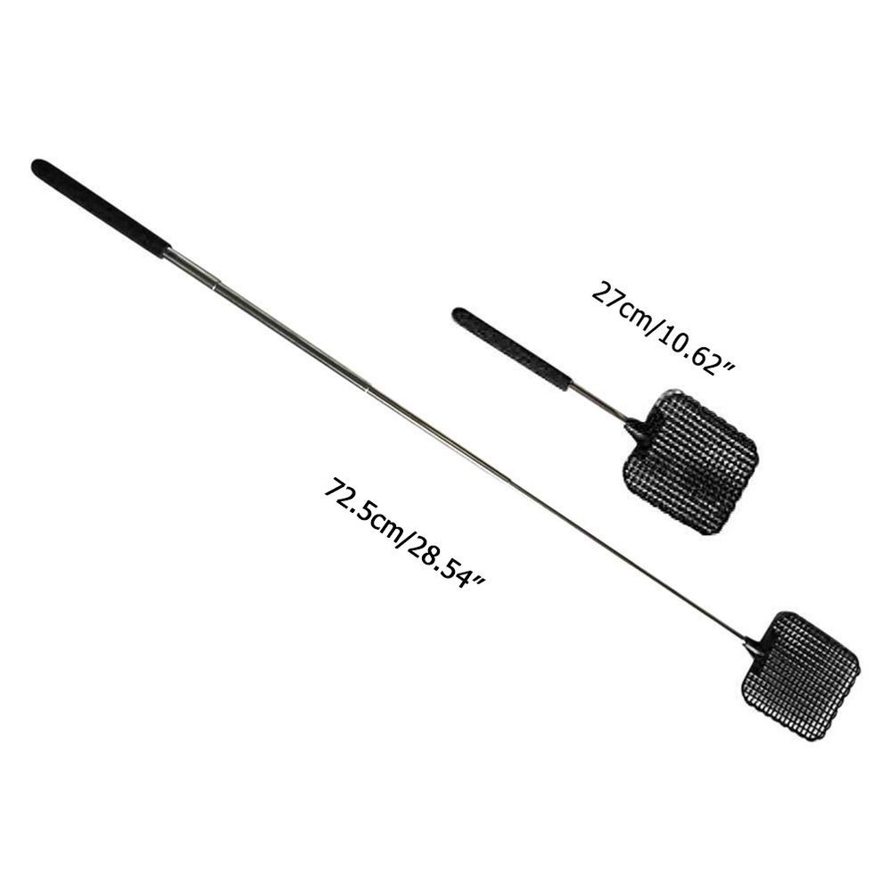 Telescopic Fly Swatter, 4 PCS Plastic Extendable Black