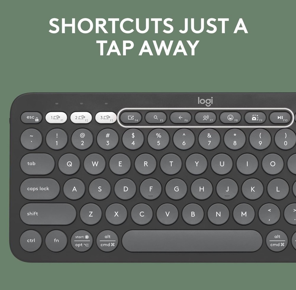 Logitech Pebble Keys 2 K380s TKL Wireless Bluetooth Keyboard PC Mac - Graphite