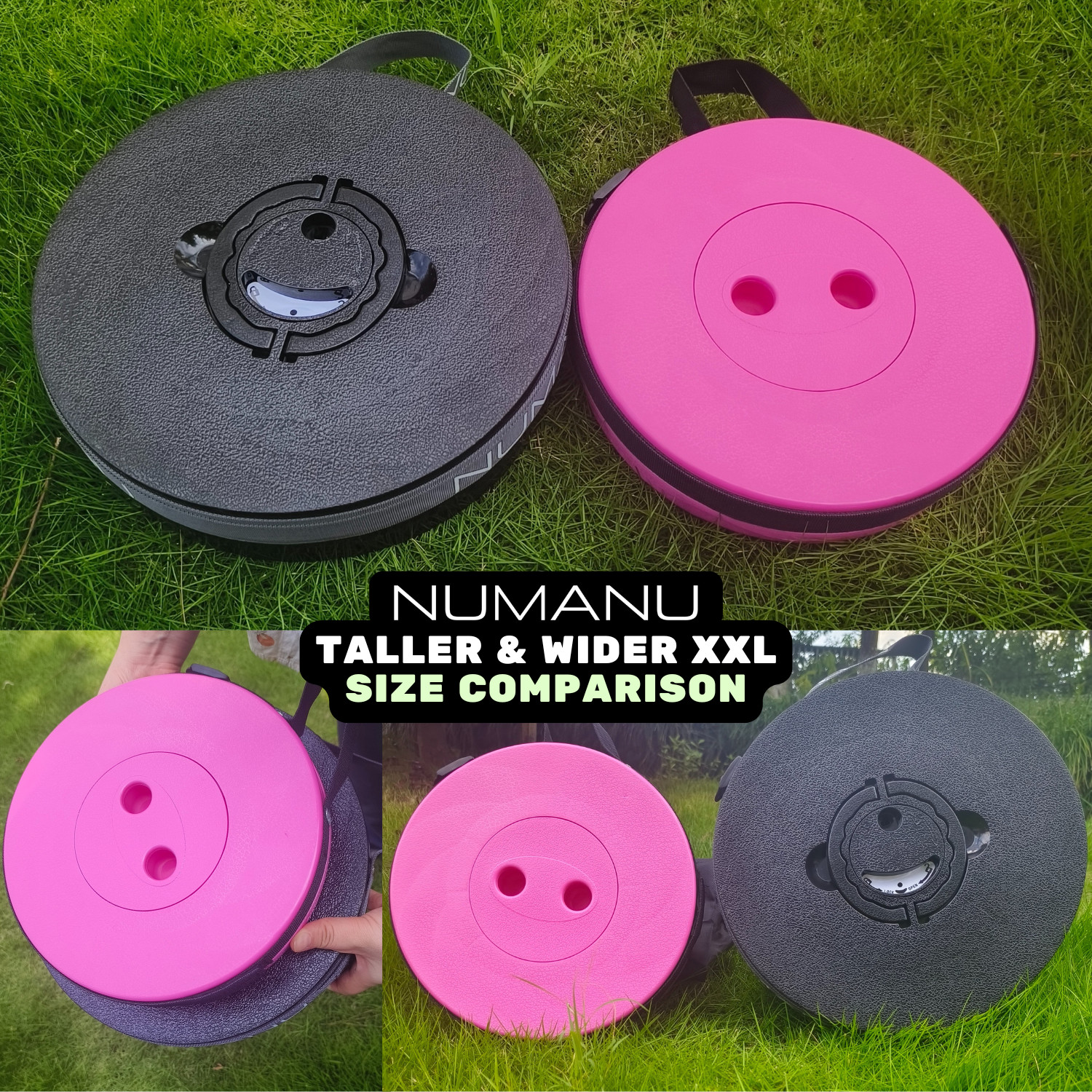 NUMANU 19.7" XXL Taller & Wider Collapsible Stool, Seat Cushion & Carry Bag