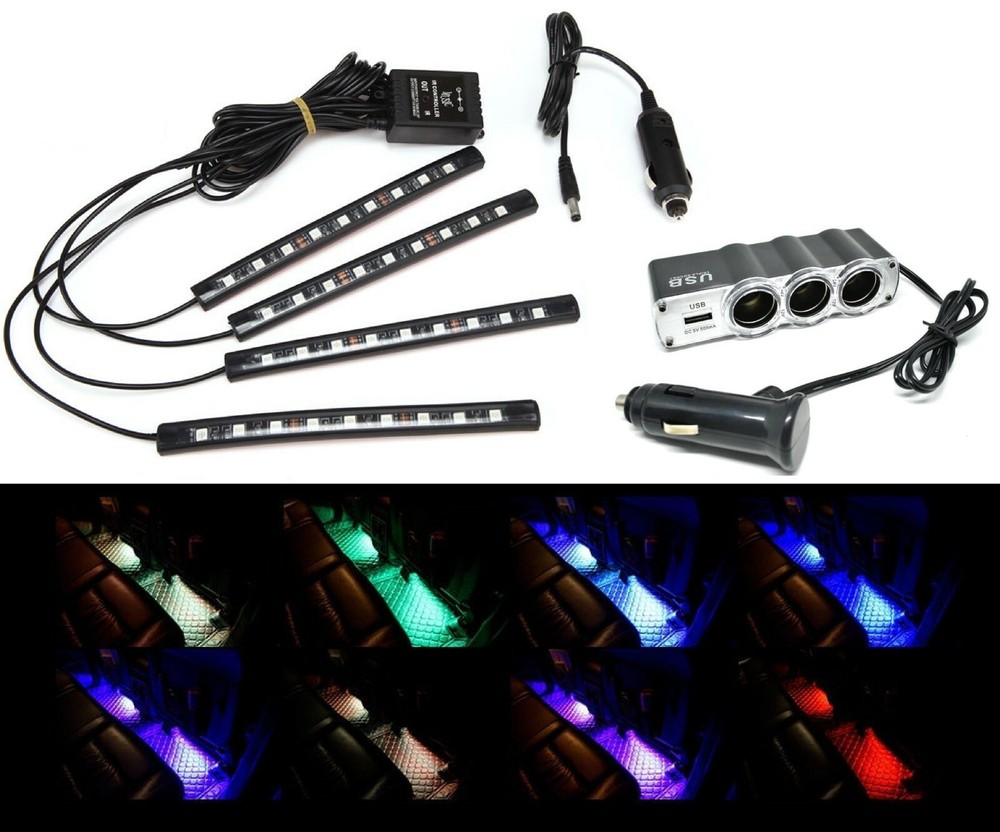 LED RGB Multi-Colors Light Strip Interior Under Car Seat Dash Lamp Bluetooth App