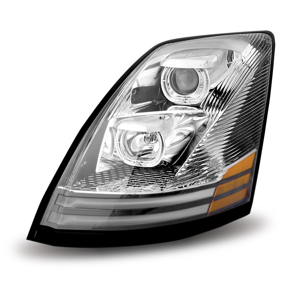 Volvo VNL 2004+ Halogen Projector LED Headlight Chrome - Driver