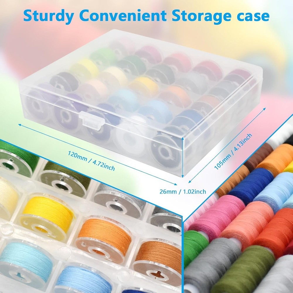 SHRJ 71pcs 25 Colors Bobbins Sewing Threads Kit, 400 Yards Polyester Thread Spoo
