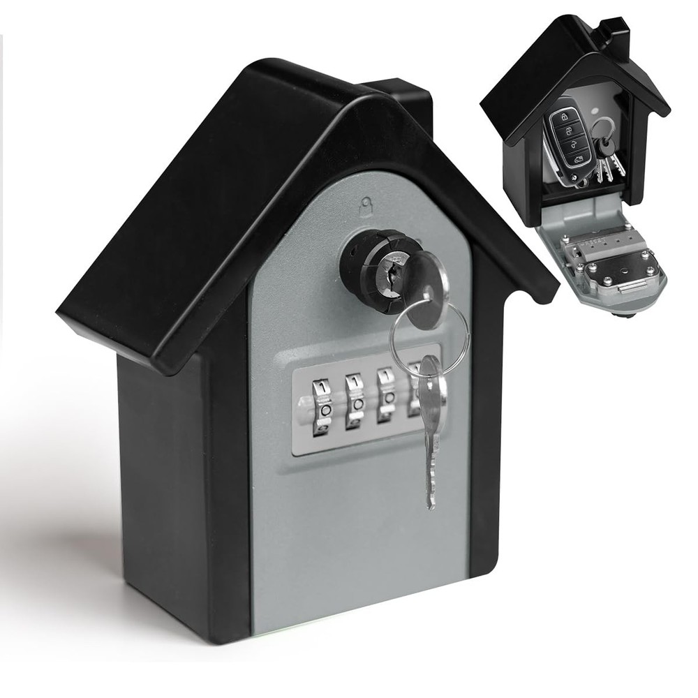 Key Lock Box with Combination lock & Key lock, Portable Large Capacity Key St...