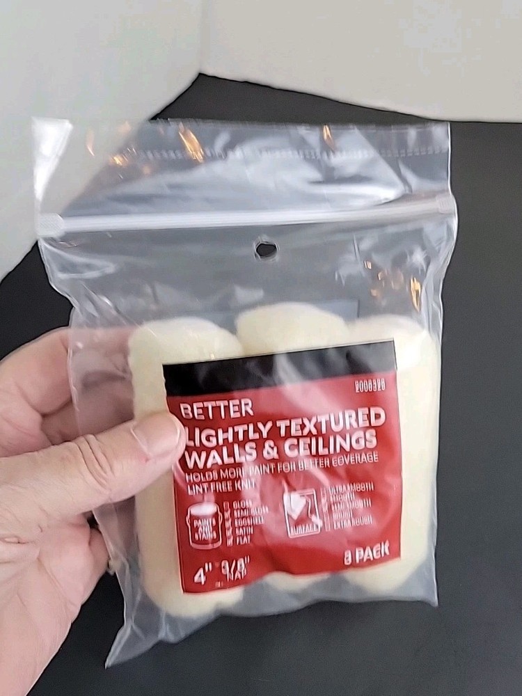 BETTER White Lightly Textured Walls & Ceilings 4" Rollers (⅜" nap) 3pk - NEW