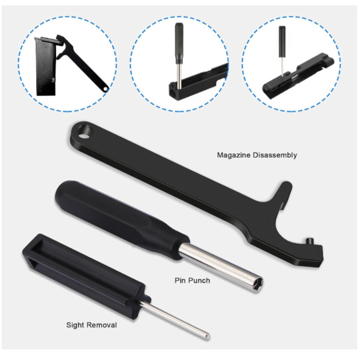 Glock Tool kit 3pcs,with Front Sight Tool,Magazine Disassembly Tool,Pin Punch...